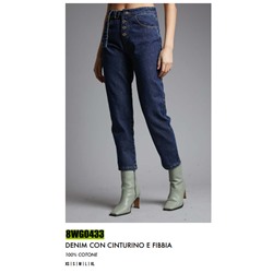 8WG0433 DENIM CON CINTURINO E FIBBIA