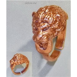 Перстень Лев (объемный), медь МК005