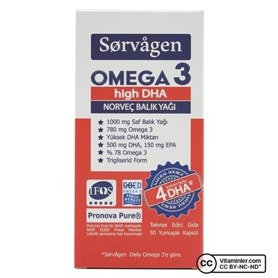 Sorvagen Omega 3 High DHA 1000 Mg Balık Yağı 50 Kapsül