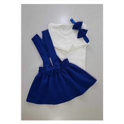Синее креповое платье Saks с банданой и длинными рукавами Badi TYC00240796547