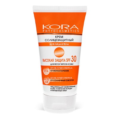 КОРА Крем солнцезащитный SPF 30 для лица и тела 150мл