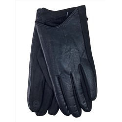 Женские перчатки автоледи из натуральной кожи и велюра, цвет черный