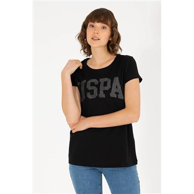 Женская черная базовая футболка с круглым вырезом Неожиданная скидка в корзине