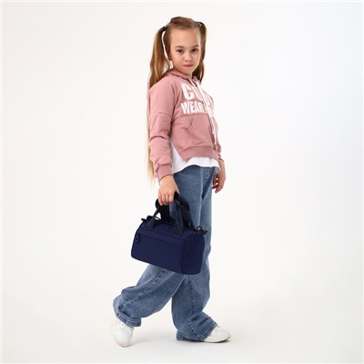 Сумка детская спортивная на молнии для девочки, наружный карман, цвет синий