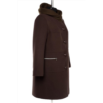 02-3040 Пальто женское утепленное Пальтовая ткань темный шоколад