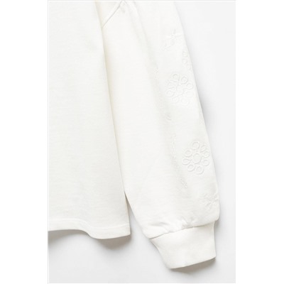 Mango Embroidered Sleeve White Sweatshirt