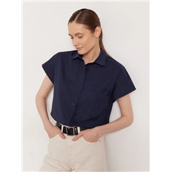 Рубашка с коротким рукавом  цвет: Темно-синий B2756/bullom | купить в интернет-магазине женской одежды EMKA