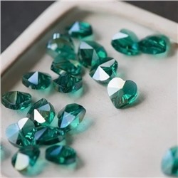 Бусина "Сердечко", стекло, цвет сине-зеленый радужный, 10x10x6.5 мм