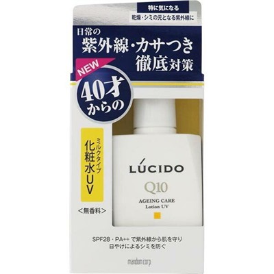 Mandom Увлажняющий лосьон "Lucido Ageing Care Lotion UV" для лица с защитой от ультрафиолета SPF 28 PA++ (для мужчин после 40 лет) без запаха, красителей и консервантов 100 мл / 36