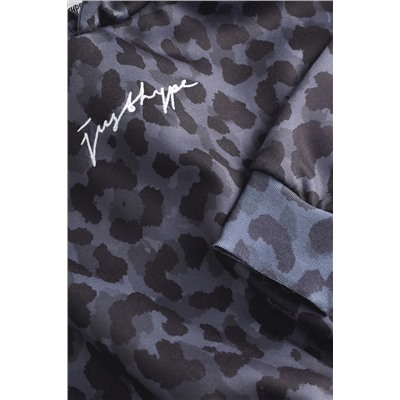 Hype. Kids Mono Leopard Crop Black Hoodie