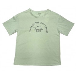 37044 зеленый(надпись) футболка женская