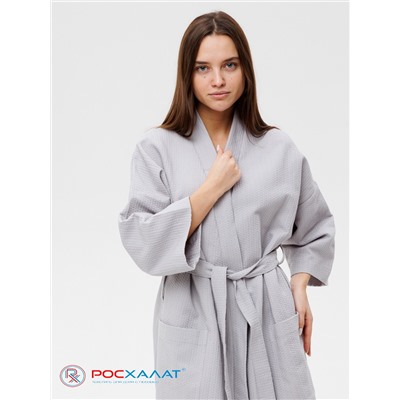 Вафельный халат Кимоно унисекс "Ромбы" серый В-12 (20)
