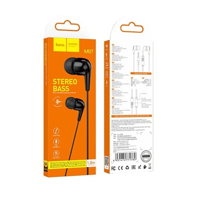 Наушники Hoco M97 Enjoy universal earphones with mic - Black