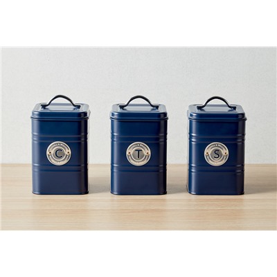 Набор банок для сыпучих продуктов Grandham, синие, 1,45 л, 3 шт, 62593