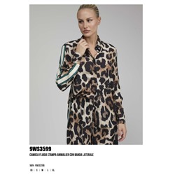 9WS3599  CAMICIA FLUIDA STAMPA ANIMALIER CON BANDA LATERALE