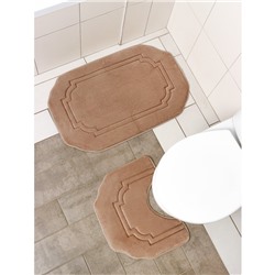 Набор ковриков для ванной и туалета Доляна «Гранж», 2 шт, 40×50 см, 50×80 см, цвет бежевый
