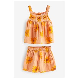 Orange Sunflower Co-ord Top and Shorts (3mths-7yrs)