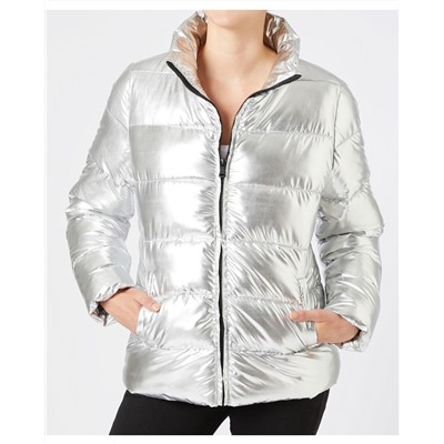 Glänzende Steppjacke Janina, Seitentaschen