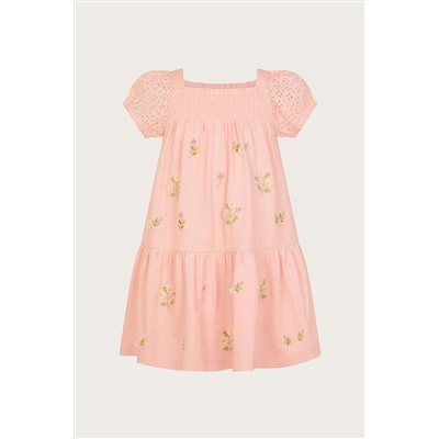 Monsoon Baby Pink Embroidered Broderie Dress