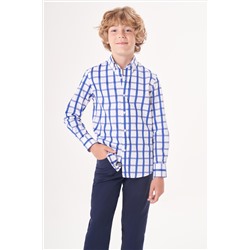 Мужская детская рубашка стандартного кроя с длинным рукавом, темно-синяя GM23Y231169_D39