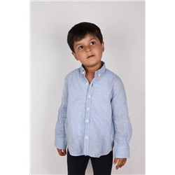 Детская рубашка из льна и хлопка синего цвета Ege DK2006055010005