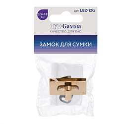 "Gamma" LBZ-12G замок для сумки 18 х 35 мм в пакете с картонным еврослотом 5 x 1 шт. под золото .