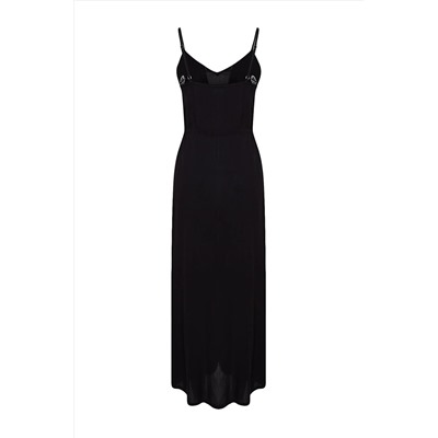 Черное тканое платье-миди с вышивкой TWOSS23EL01431