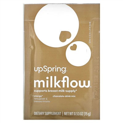 UpSpring, Milkflow, смесь для приготовления напитка, с шоколадным вкусом, 16пакетиков по 15г