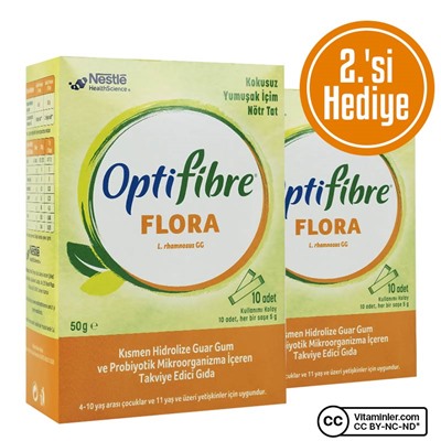 Nestle OptiFibre Flora пребиотики  и пробиотики 5 г x 10 пакетиков 2 шт.