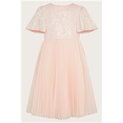 Monsoon Pink Florence Sequin Pleat Dress