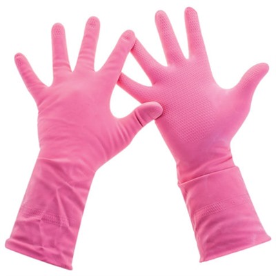 Перчатки МНОГОРАЗОВЫЕ латексные PACLAN "Practi Comfort", хлопчатобумажное напыление, размер M (средний), розовые, вес 62 г, 407271