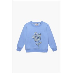 Trotters London Liberty Print Blue Felicite Flower Cotton Sweatshirt