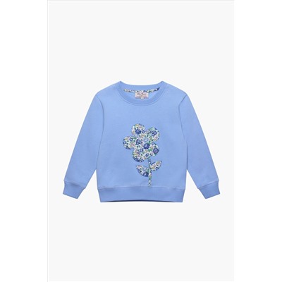 Trotters London Liberty Print Blue Felicite Flower Cotton Sweatshirt