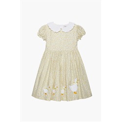 Trotters London Yellow Floral Petal Collar Cotton Duck Dress