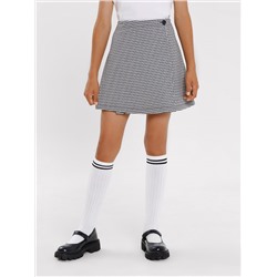 Юбка мини черно-белого цвета с паттерном "гусиная лапка" для девочек
