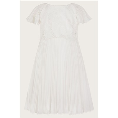 Monsoon Natural Otissa Lace Pleated Dress