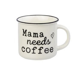 Кружка 400 мл 12*9,5*8,5 см "Mama needs coffee" NEW BONE CHINA