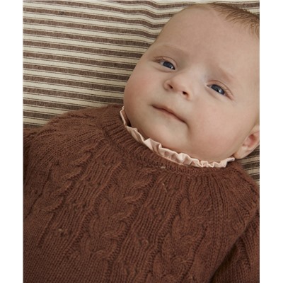 PULL MARRON BÉBÉ FILLE EN MAILLE AJOURÉE