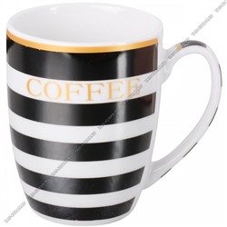 Кружка 350мл "COFFEE/Черные и белые полосы"