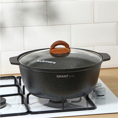 Кастрюля-жаровня Granit ultra, 5 л, d=28 см, антипригарное покрытие, цвет чёрный