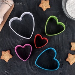 Набор форм для печенья "Сердце", 5 шт, цвет МИКС