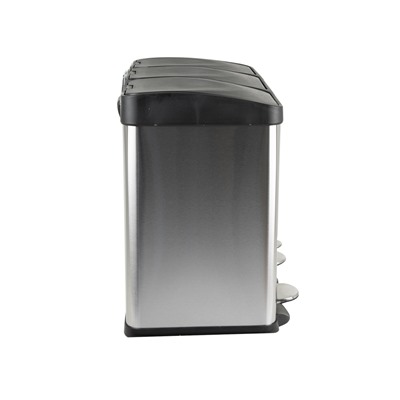 САНАКС - Ведро на 3 БАКА, для раздельного сбора мусора, крышка-пластик, 45 л, нержавеющая сталь марки 410  ( 10245)
