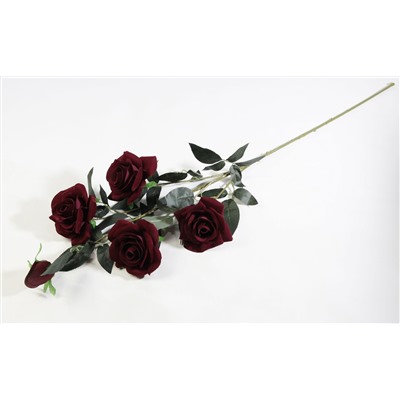 Ветка розы "Алая заря темно-красная" 4 цветка 1 бутон