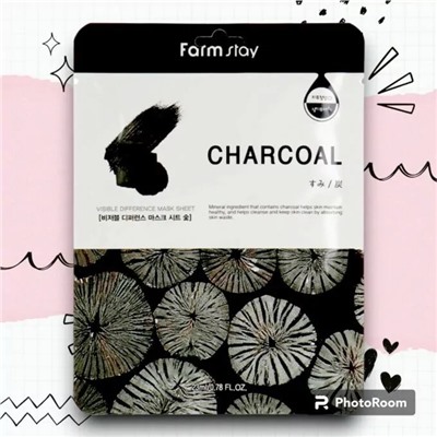 FarmStay Маска-салфетка УГОЛЬ, Visible Difference Mask Sheet Charcoal, 23мл