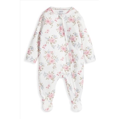 Mamas & Papas Pink Floral Print Sleepsuit