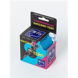 Бинт Кинезио-Тейп EM-Fix Sport Tape 5смх5м голубой усиленная фикс. эластичный фиксирующий