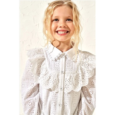 Angel & Rocket Amelie Broderie White Shirt Dress