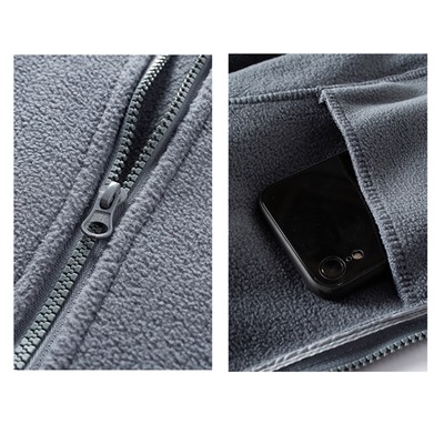 Флисовая кофта мужская, арт МЖ129, цвет:серый утеплённая ОЦ