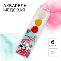 Краски акварельные "Минни", 6 цветов, без кисти, Минни Маус