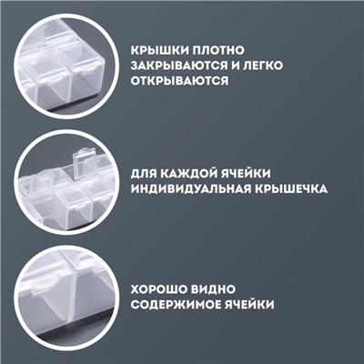 Органайзер для декора, 10 ячеек, 8,7 × 4,3 × 2 см, цвет прозрачный